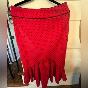 Red with black polka dot Hell Bunny Vixon skirt size M